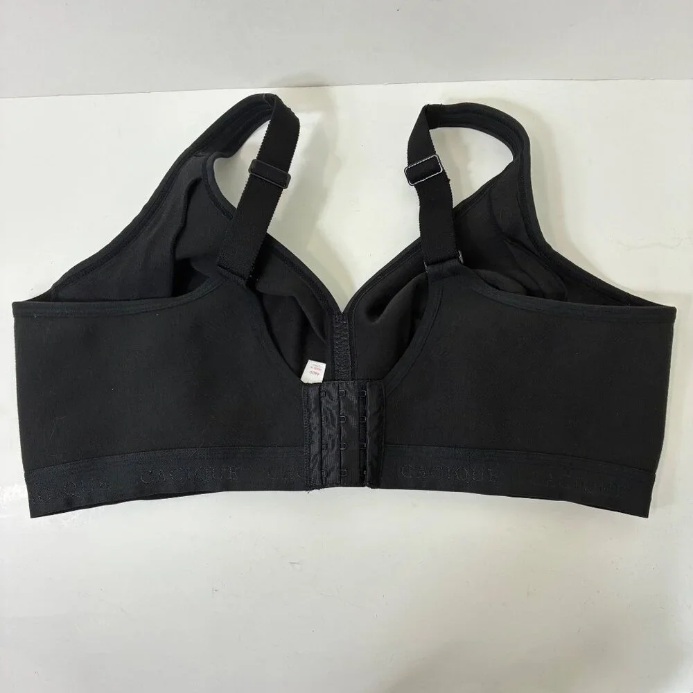 Cacique Black Full Coverage Unlined No-Wire Bra 44DD Logo Band Comfort Fit - Picture 5 of 8